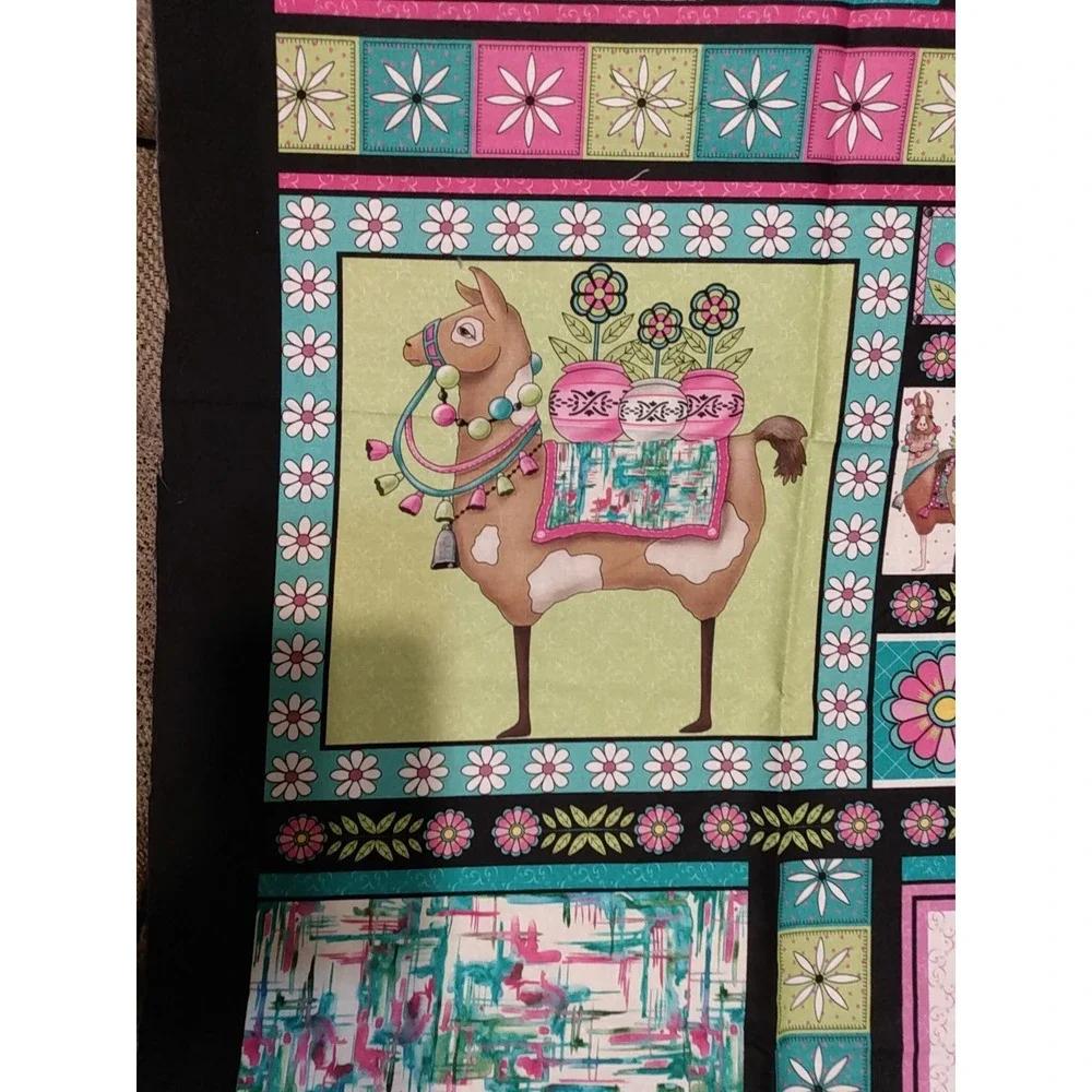 Fiesta Boho - Llama Fabric Panel Bright colors Cut n' sew Desiree's Designs